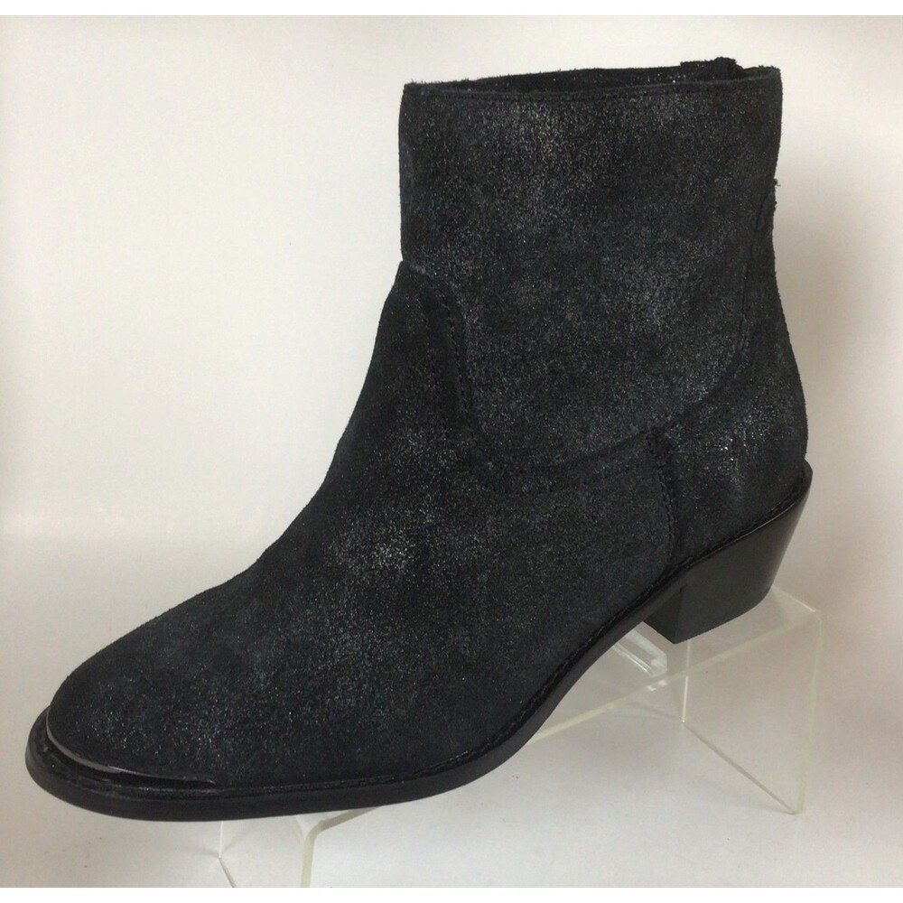 NEW ABS by Allen Schwartz Black/Silver Perisphone Suede Ankle Boots (Size 6 M)